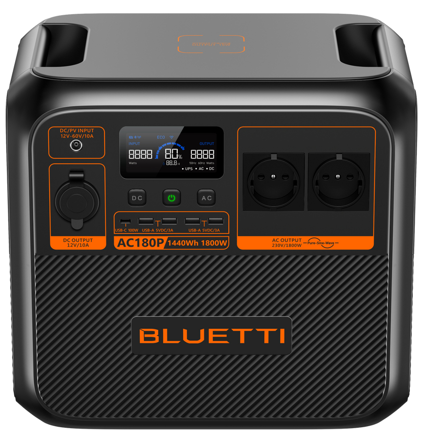 Bluetti AC180P Tragbare Power Station 1800 W 1440 Wh Schwarz