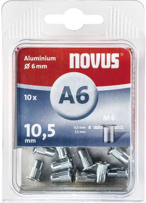 NOVUS Aluminium Blindnietmuttern 11.5 mm Aluminium M5 10 St. (045-0042)