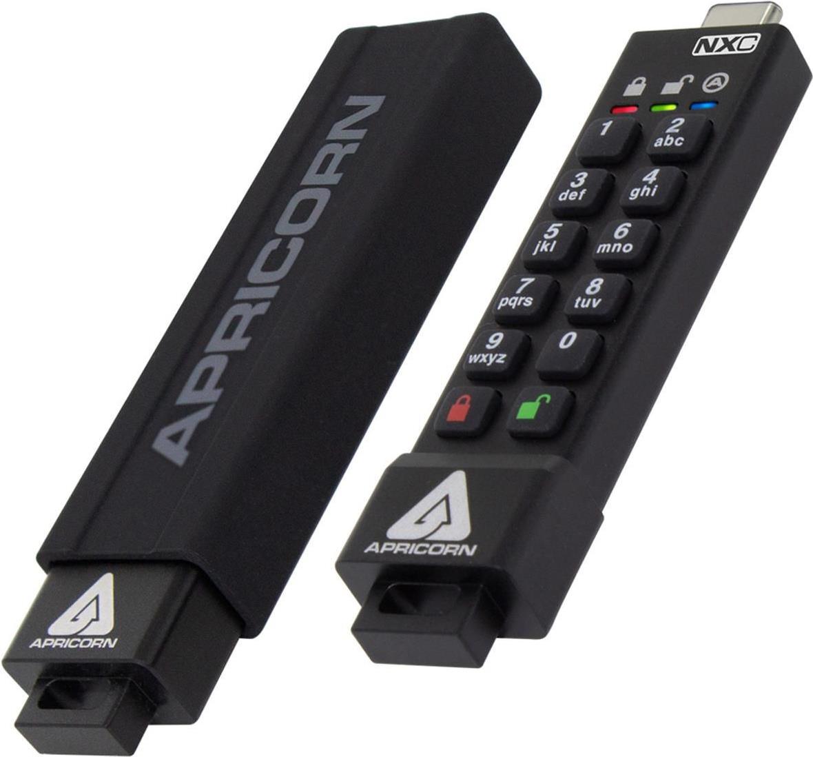 Apricorn Aegis Secure Key 3NXC 64 GB USB-C 3.2 Gen 1 FIPS 140-2 Level 3 Schwarz