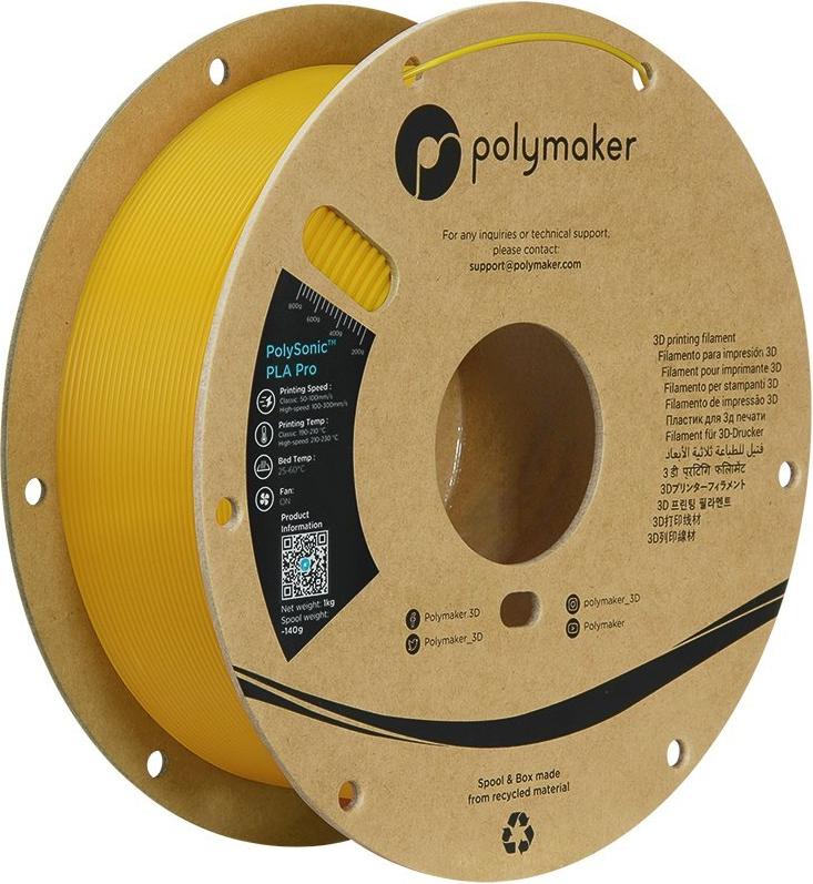 PLA PRO HS TOUGH 1,75mm YELLOW 1kg POLYMAKER POLYSONIC 3D FILAMENT (PA13006)