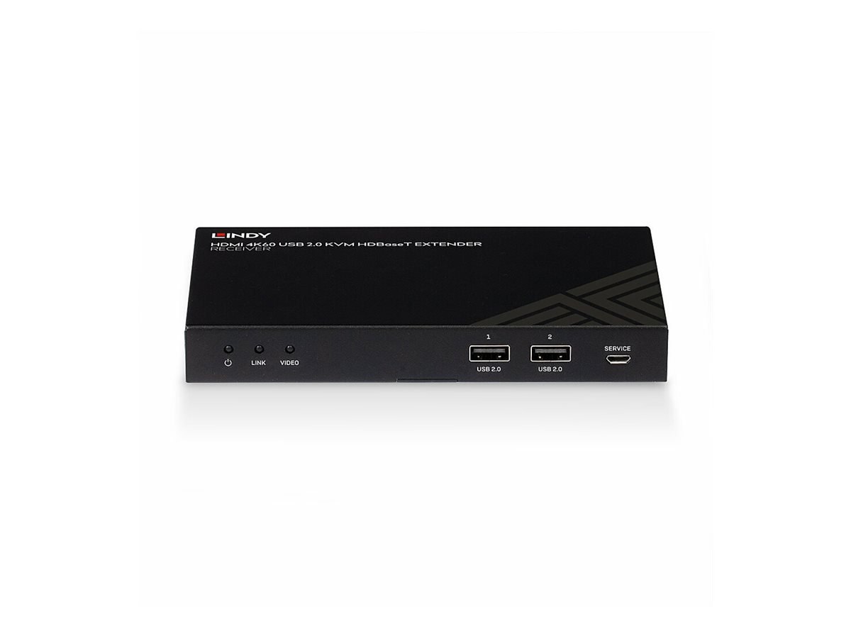 Lindy KVM-Extender HDBaseT 2.0 Receiver 150 m Cat.6 HDMI 4K60 18 Gbit/s Schwarz