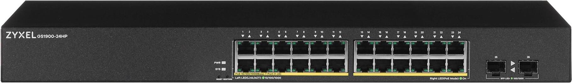 Zyxel GS1900-24HPv2 Managed Switch 24x Gigabit PoE+ 170W Schwarz