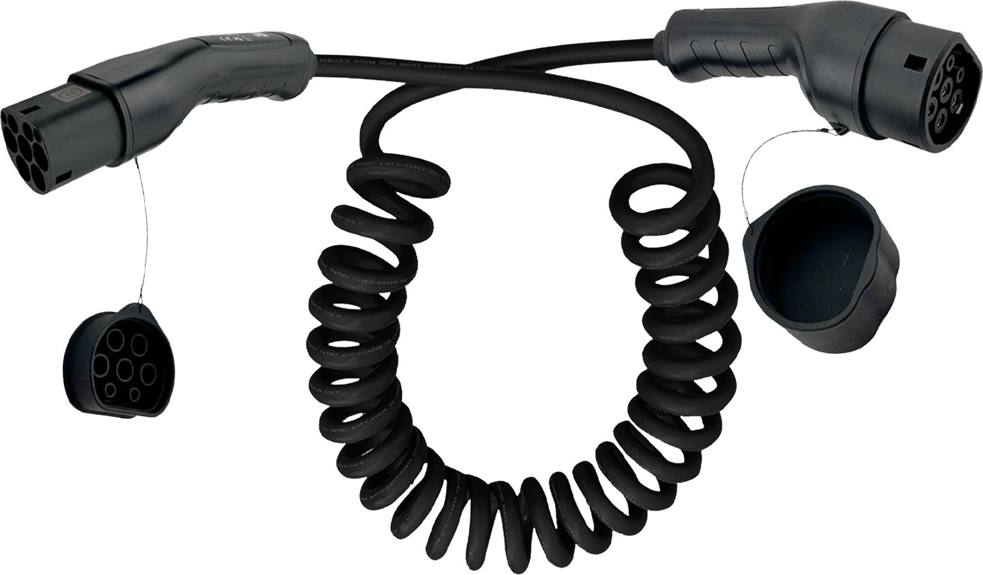 InLine EV Spiral-Autoladekabel 11kW Typ 2, 3-phasig, 3m – Flexibles Spiralkabel für E-Autos