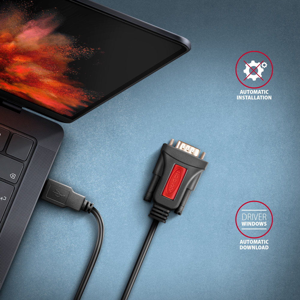 AXAGON ADS-1PSN USB-A auf Seriell RS-232 DB-9 Adapterkabel 1,5 m Schwarz