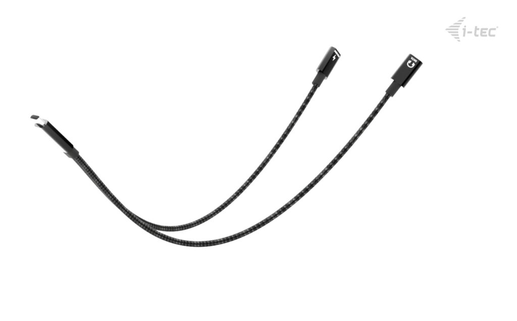 i-tec USB-C Kabel-Splitter Audio/Daten + Power Delivery 100 W, 30 cm, Schwarz