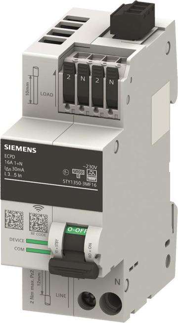 Siemens Schutzschaltgerät Elektron. 2TE ECPD 1+N RCD Typ F 30mA 16A (5TY1350-3MF16)