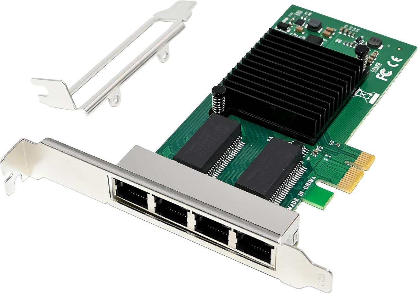InLine Quad Gigabit Netzwerkkarte 4x RJ45 1 Gb/s PCIe x1 (51127D)