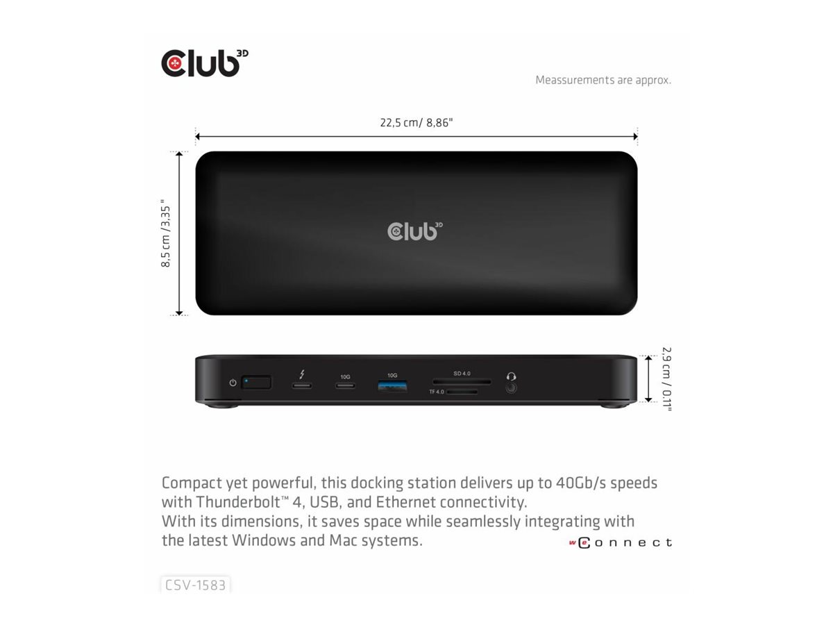 Club 3D 16-in-1 Thunderbolt 4 Dockingstation Schwarz