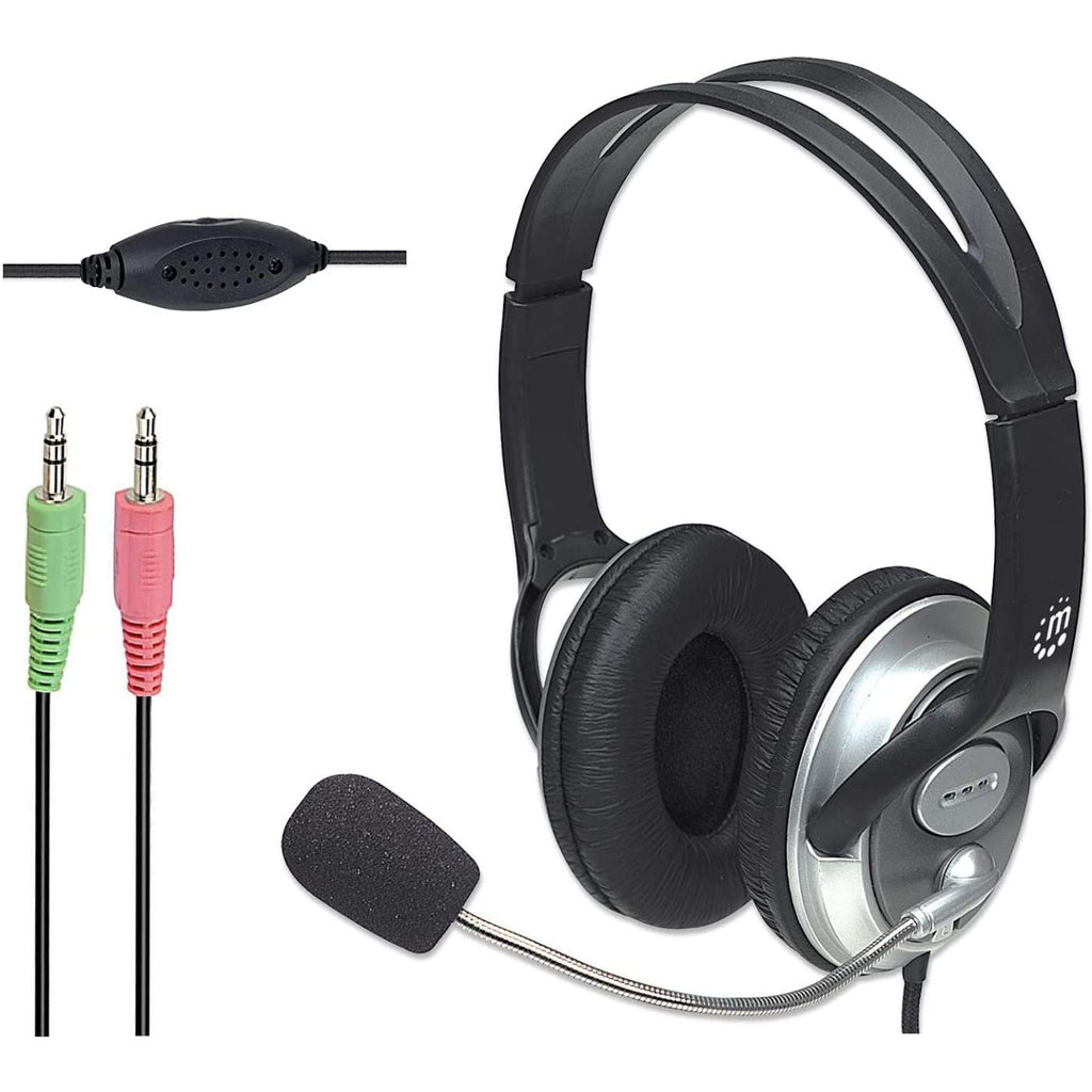 Manhattan Classic Stereo On-Ear Headset 3,5 mm Stecker Schwarz, Silber