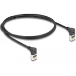 Delock RJ45 Netzwerkkabel Cat.6A S/FTP Slim 90° unten / unten gewinkelt 1 m schwarz (80299)