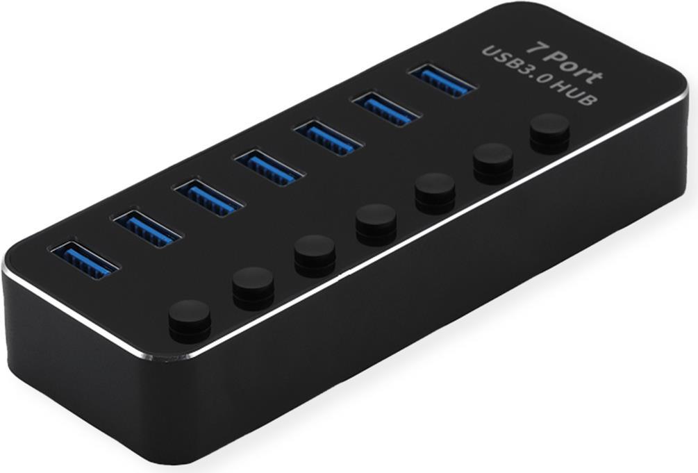 ROLINE USB3.2 Gen1 Hub, 7x A, Ports einzeln schaltbar (14.02.5057)