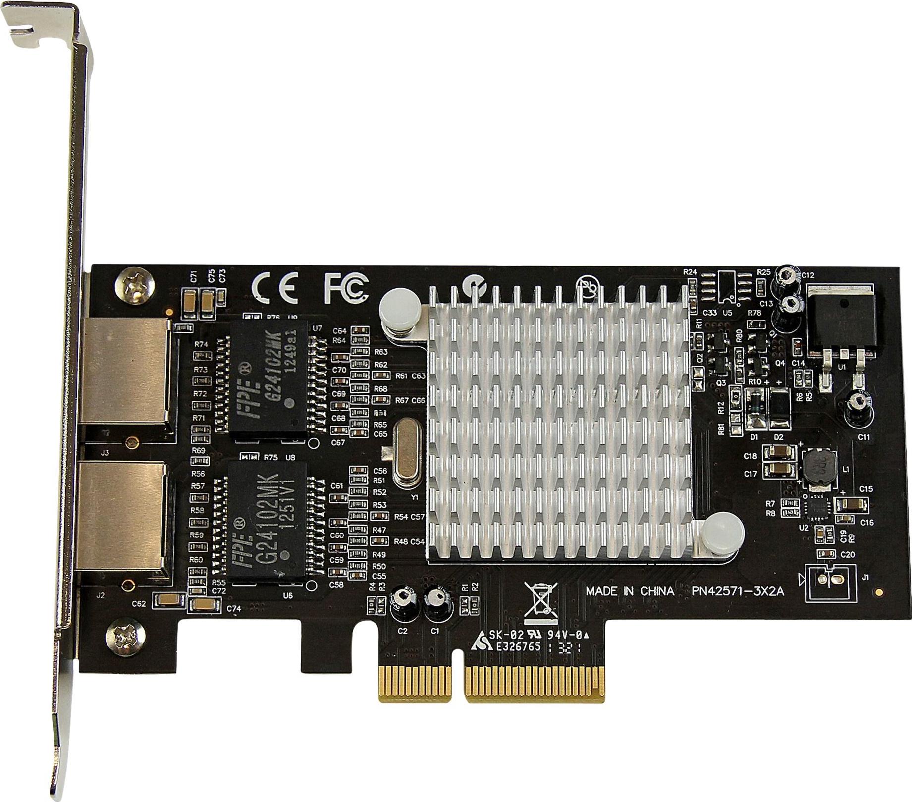 StarTech.com ST2000SPEXI Dual Port PCI Express Gigabit Ethernet Netzwerkkarte Intel i350 Aluminium, Schwarz