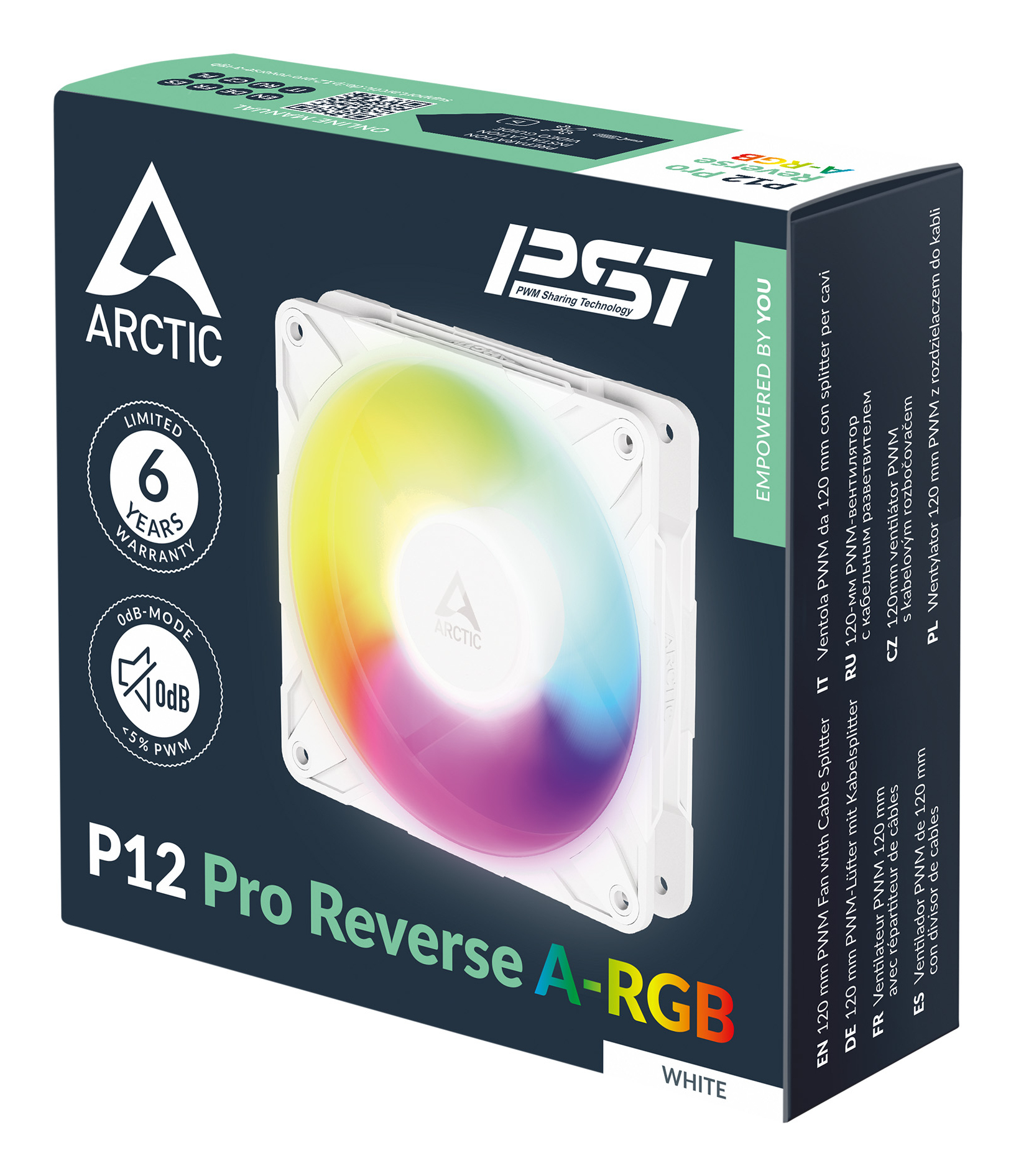 Arctic P12 Pro Reverse A-RGB 120 mm Gehäuselüfter Weiß