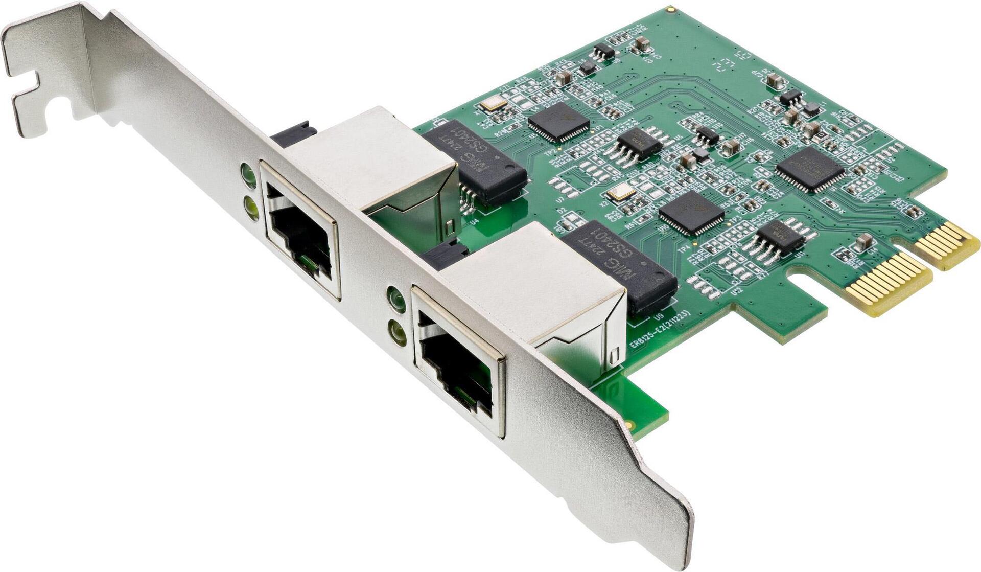 InLine Dual Gigabit Netzwerkkarte 2x RJ45 2.5GBit/s PCIe x1 inkl. low profile (51126A)