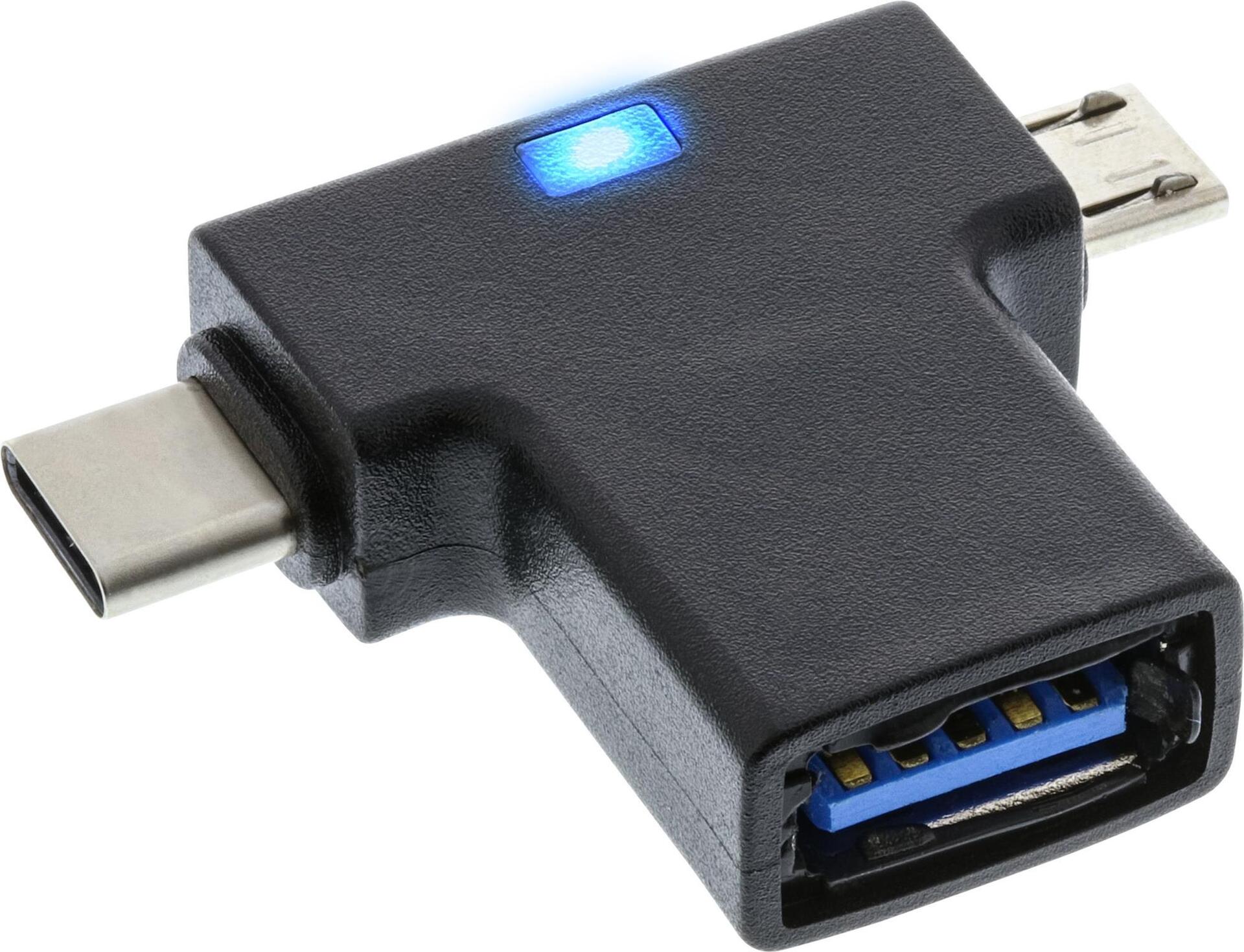 InLine® USB 3.1/2.0 OTG T-Adapter, Typ C Stecker oder Micro-USB an A Buchse (35804)