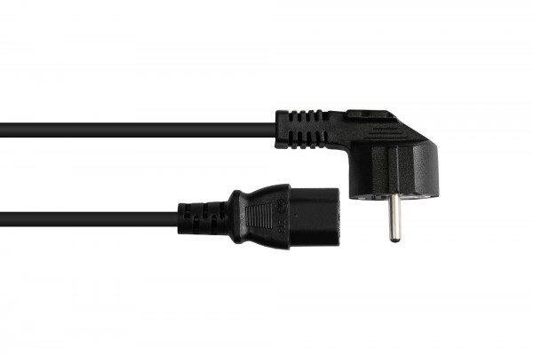 Good Connections Stromkabel Schutzkontakt (CEE 7/7, gewinkelt) an C13 (gerade), 1,5 mm², 7,5 m, Schwarz