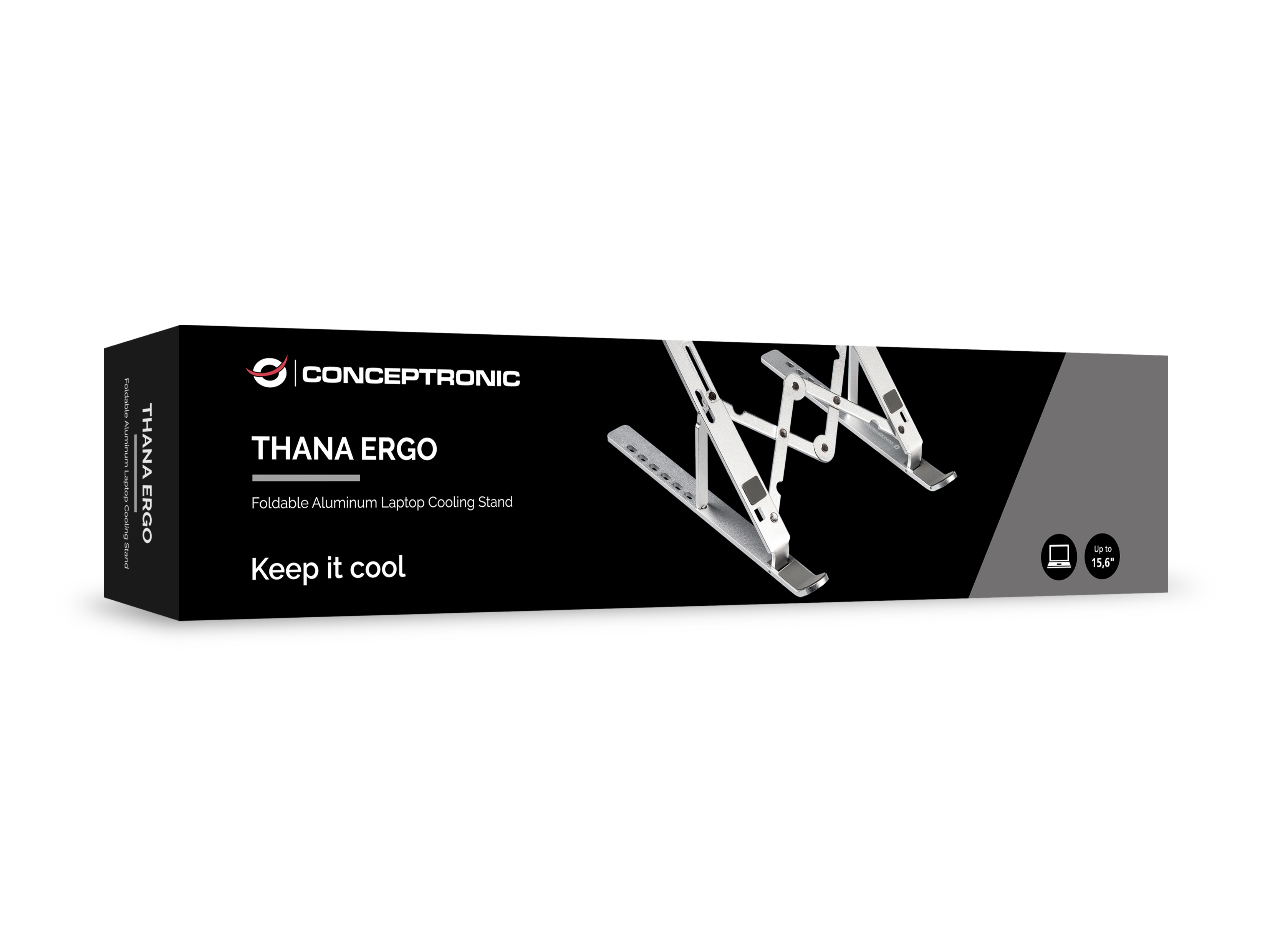 Conceptronic THANA04S ERGO Klappbarer Laptop-Kühlständer aus Aluminium 15,6" Silber