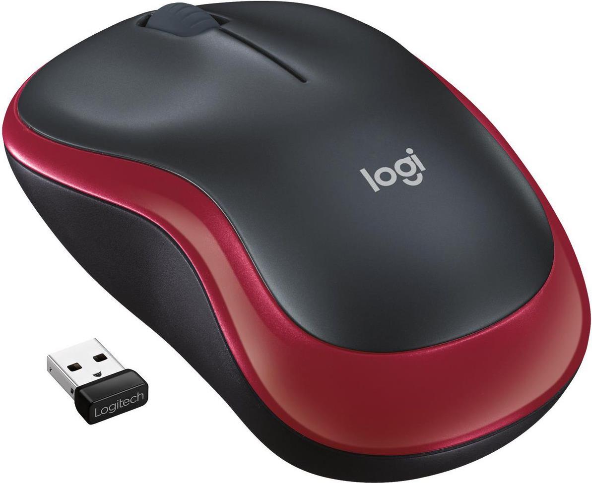 Logitech M185 Kabellose Maus Optisch 1000 DPI 3 Tasten Rot
