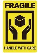 rillprint Hinweisetiketten "FRAGILE / HANDLE WITH CARE" permanent klebend, Farbe: schwarz / gelb, - 1 Stück (76860)