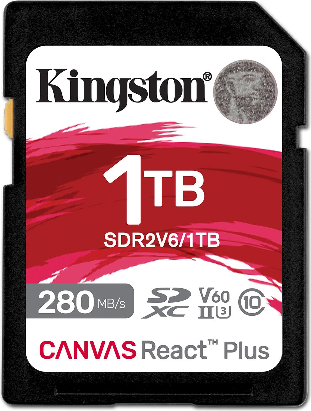 Kingston Technology 1TB Canvas React Plus SDXC UHS-II 280R/150W U3 V60 for Full HD/4K (SDR2V6/1TB)