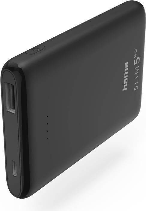 Hama Power Pack SLIM 5HD 5000mAh, Ausgang: USB-A, Schwarz (00201666)