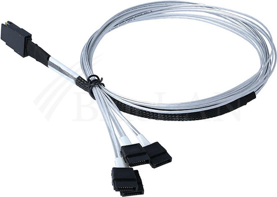 BLUELAN internes MiniSAS Hybrid Kabel, passiv, Mini-SAS (SFF-8087) auf 4x SATA Straight to Straight,