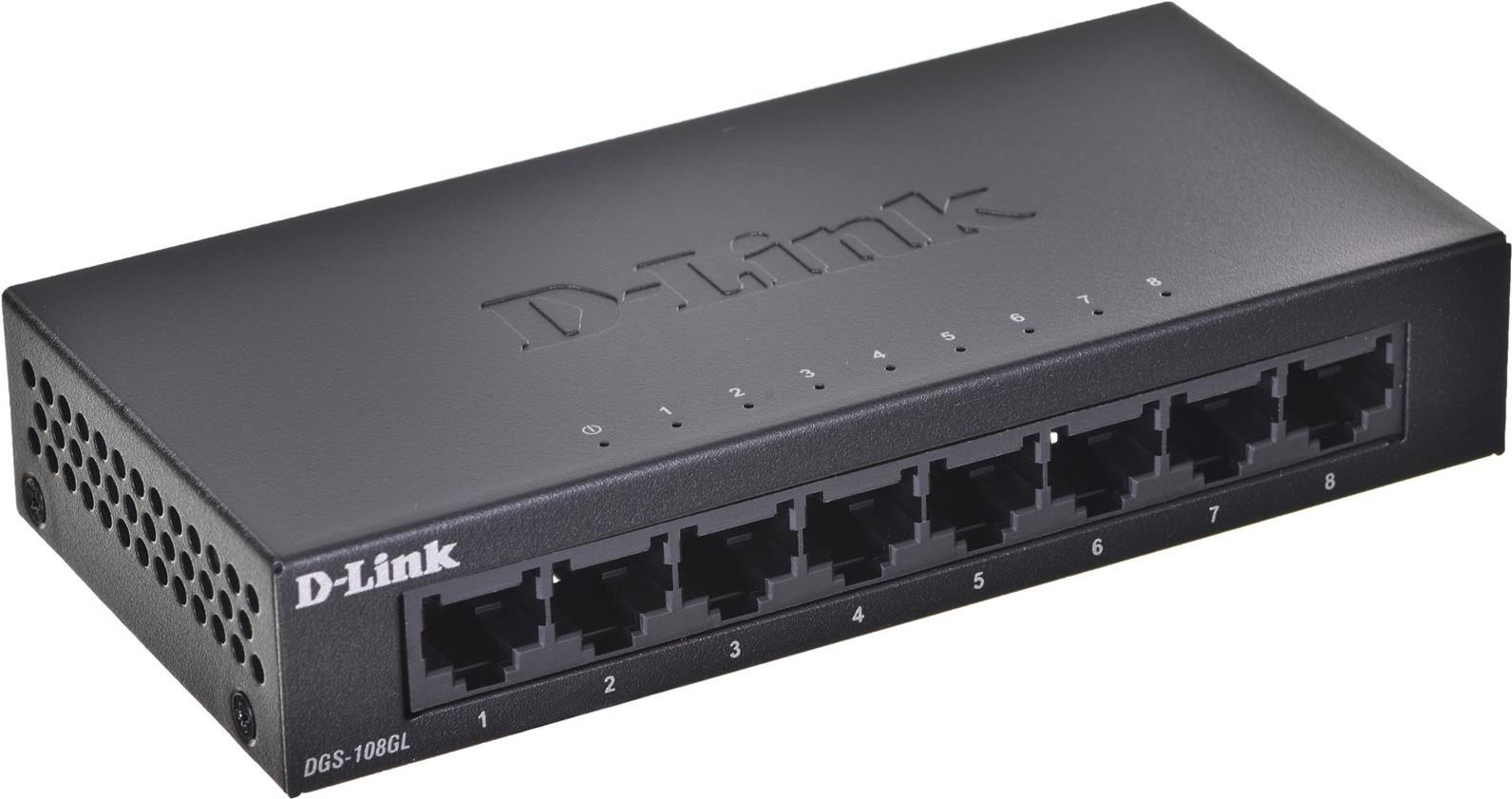 D-Link DGS-108GL Unmanaged Gigabit Switch 8 Ports Schwarz