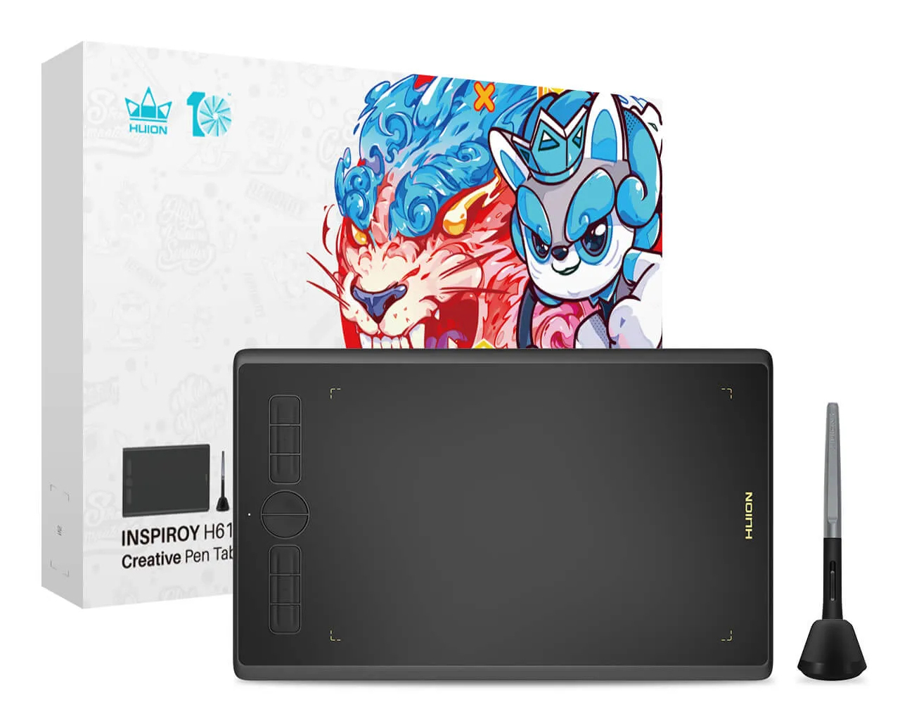 Huion Inspiroy H610X Grafiktablett 8192 Druckstufen USB Typ-C Schwarz