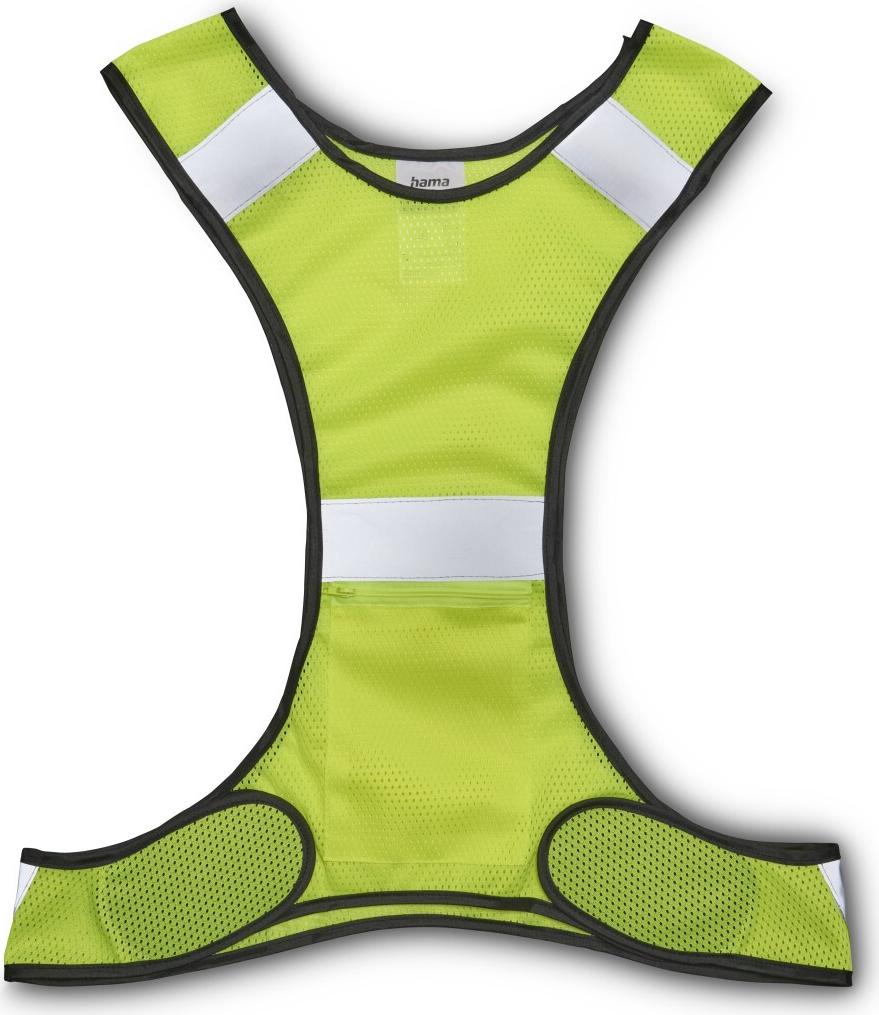 Hama Reflektierende Laufweste f. Jogger, mit Tasche, größenverstellbar, Neongelb (00178143)