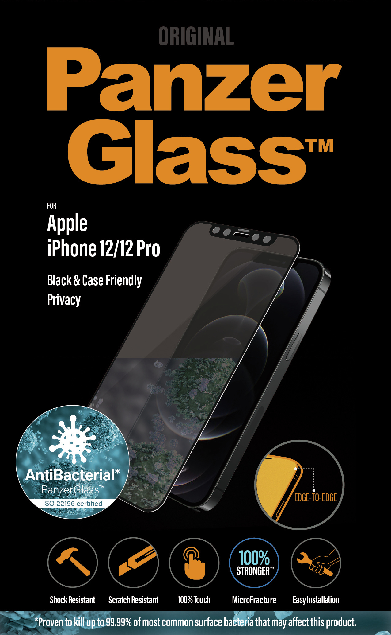 PanzerGlass Original P2711 6,1" Antiblend Displayschutzfolie Schwarz Transparent