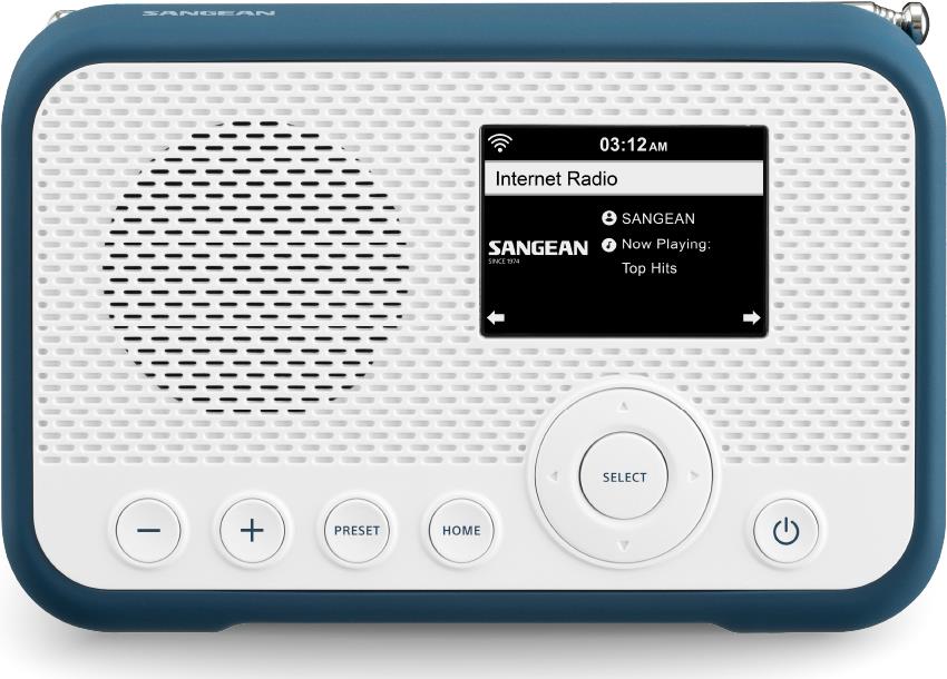 Sangean WFR-39 Internet Taschenradio Internet, DAB, UKW Internetradio, UKW, WLAN Spotify, Weckfunktion, wiederaufladbar Weiß, Blau (A500466)