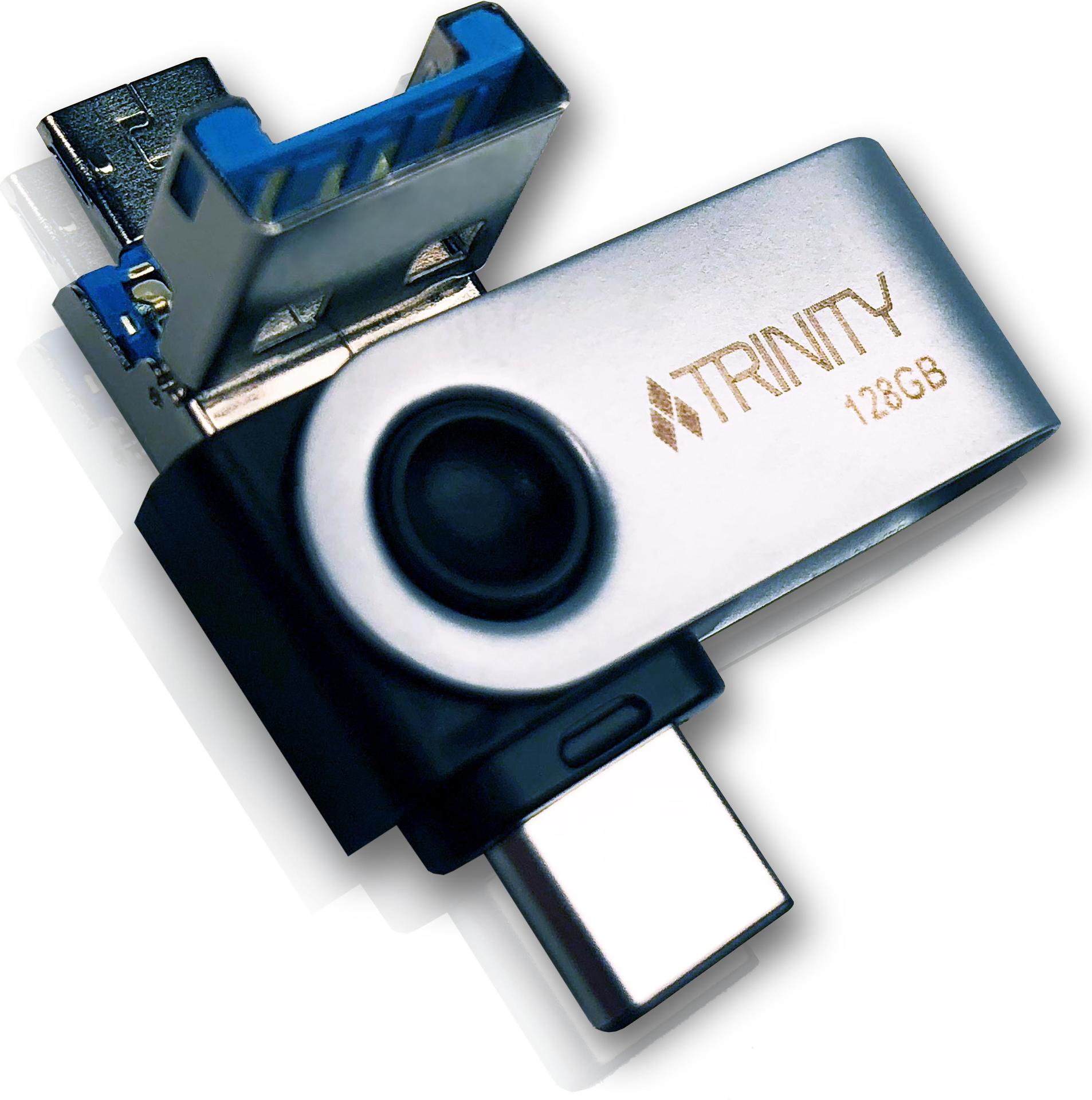 Patriot Memory Trinity 3in1 128GB 3.1 (3.1 Gen 1) USB-Anschluss Typ A USB Type-C-Stecker Schwarz - Silber USB-Stick (PEF128GTRI3USB)