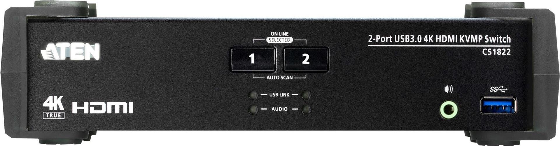 ATEN CS1822 KVMP Switch - KVM-/Audio-/USB-Switch - 2 x KVM/Audio/USB - 1 lokaler Benutzer - Desktop