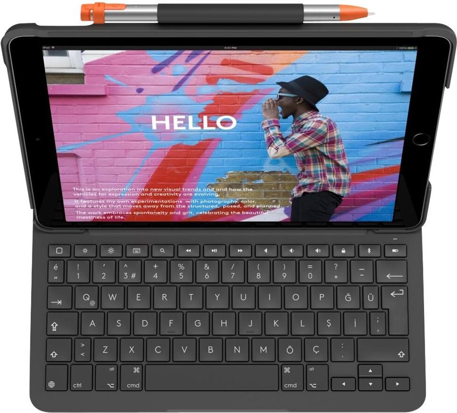 Logitech Slim Folio Tastatur-Case für iPad 10,2" QWERTY Pan Nordisch Bluetooth Graphit
