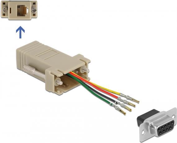 Delock Assembly Kit - Serieller Adapter - DB-9 (W) schraubbar bis RJ-11/RJ-14 (W) - individually assignable serial interface - Grau (66770)