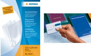 HERMA Ausweishülle, PP, 1-fach, 0,14 mm, 220 x 310 mm dokumentenecht, transparent, reißfest, Griffaussparung für - 25 Stück (5026)