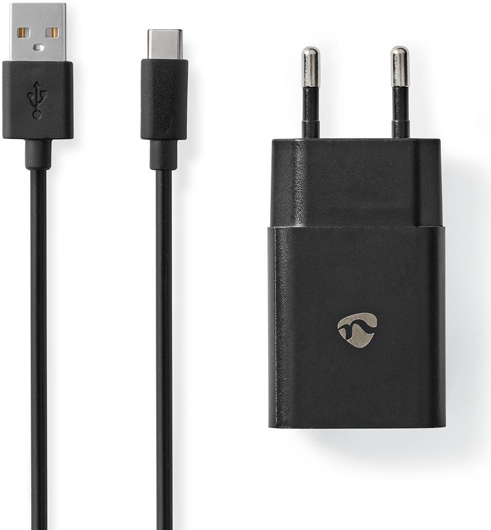 Nedis Netzladegerät 12 W 1x 2.4 A A - Anzahl der Ausgänge: 1, USB-A, USB Type-C™ (Lose) Kabel, Single Voltage Output, schwarz (WCHAC242ABK)