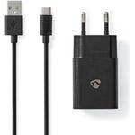 Nedis Netzladegerät 12 W 1x 2.4 A A - Anzahl der Ausgänge: 1, USB-A, USB Type-C™ (Lose) Kabel, Single Voltage Output, schwarz (WCHAC242ABK)