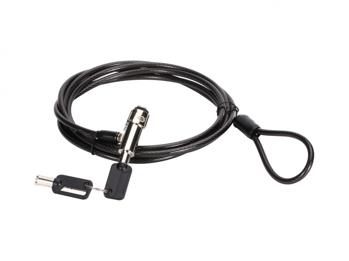 Conceptronic CUSTODIO02BN Sicherheitskabelschloss mit Schlüssel, Nano-Slot, 1,8 m, Schwarz