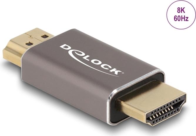 Delock HDMI Adapter Stecker zu Stecker 8K 60 Hz grau Metall (60086)