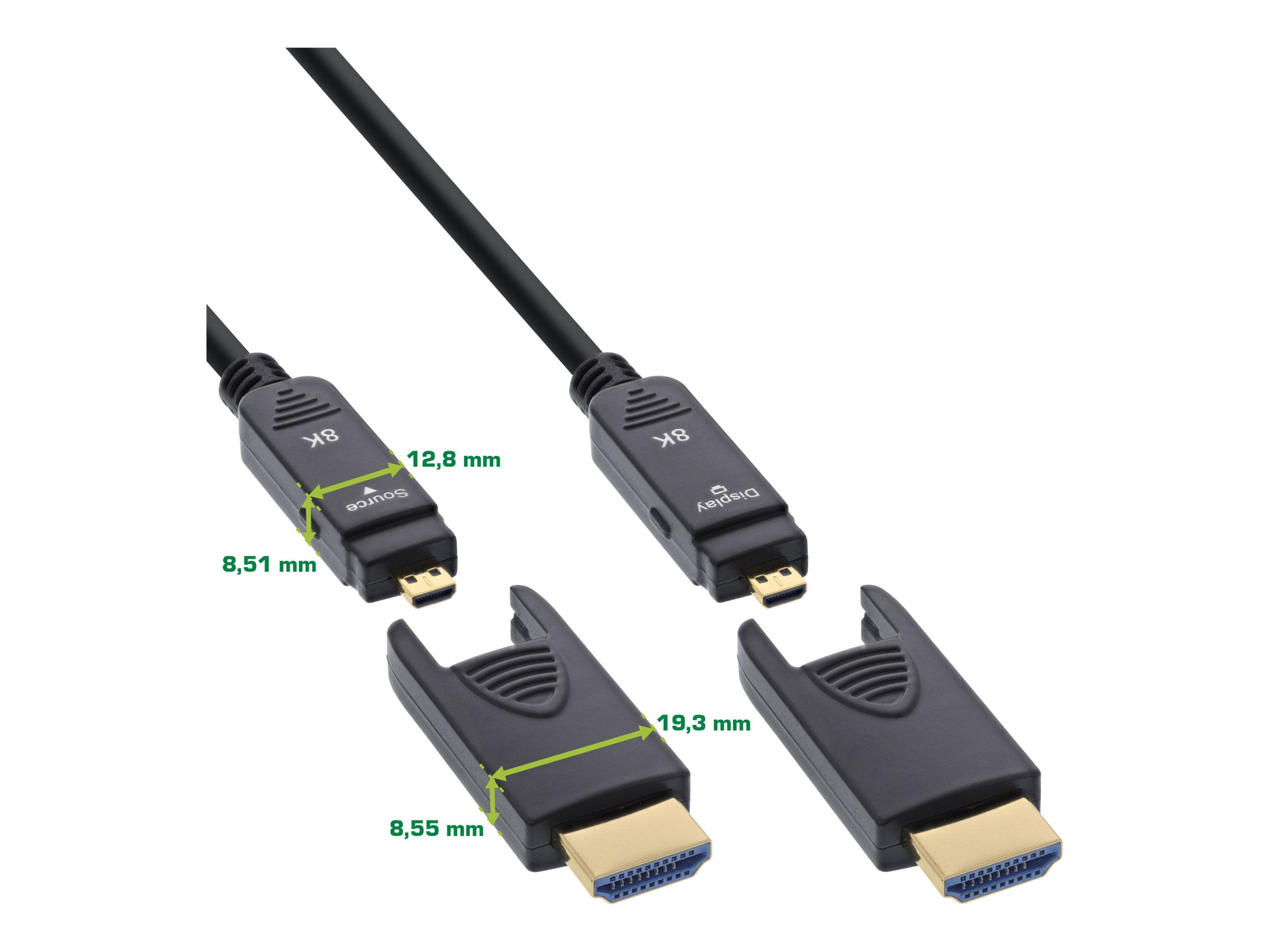 InLine HDMI AOC Kabel Ultra High Speed HDMI 2.1 8K 4K Stecker abnehmbar 15 m Schwarz