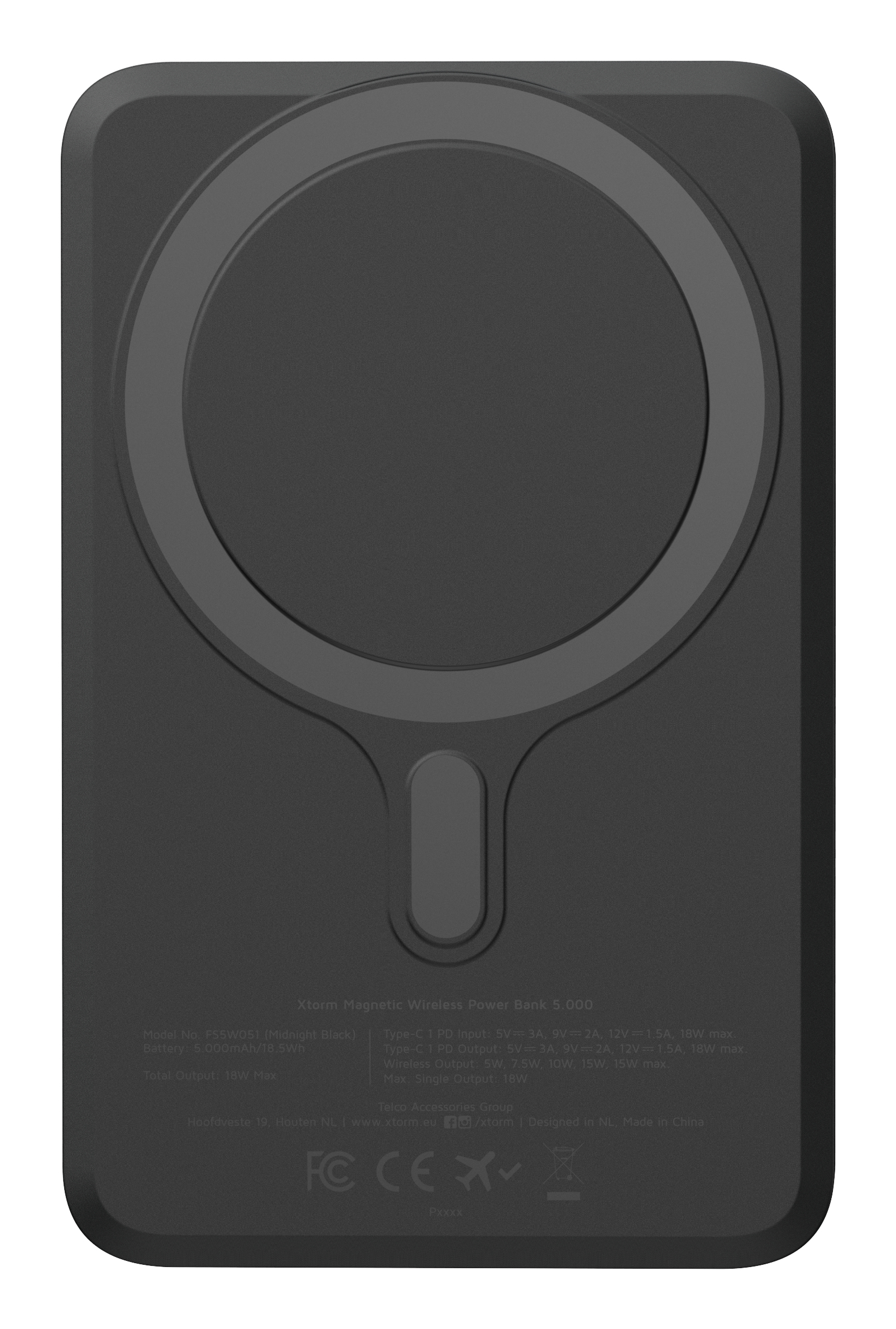 Xtorm Fuel Series 5 Magnetic Wireless Powerbank 5.000 mAh 15W Qi 18W USB-C Midnight Schwarz