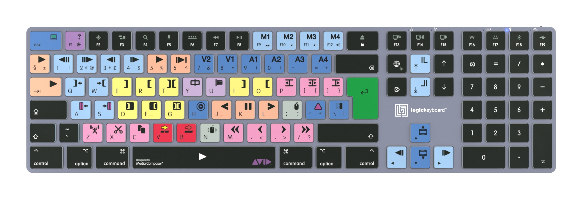 Logickeyboard Avid Media Composer LKB-MCOM4-TM Bluetooth Tastatur Grau, Titan