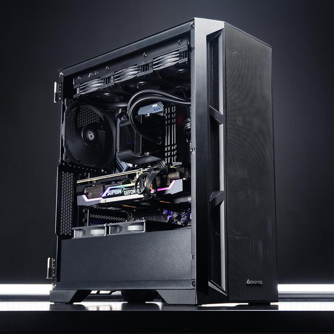 Chieftec APEX AIR Midi Tower ATX, gehärtetes Glas, USB-C 3.2 Gen 2, A-RGB, Schwarz