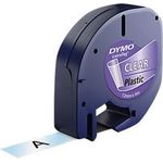 DYMO Original LetraTag Etikettenband | schwarz auf transparent | 12 mm x 4 m | selbstklebendes Kunststoff Schriftband | für LetraTag-Beschriftungsgerät (S0721530)