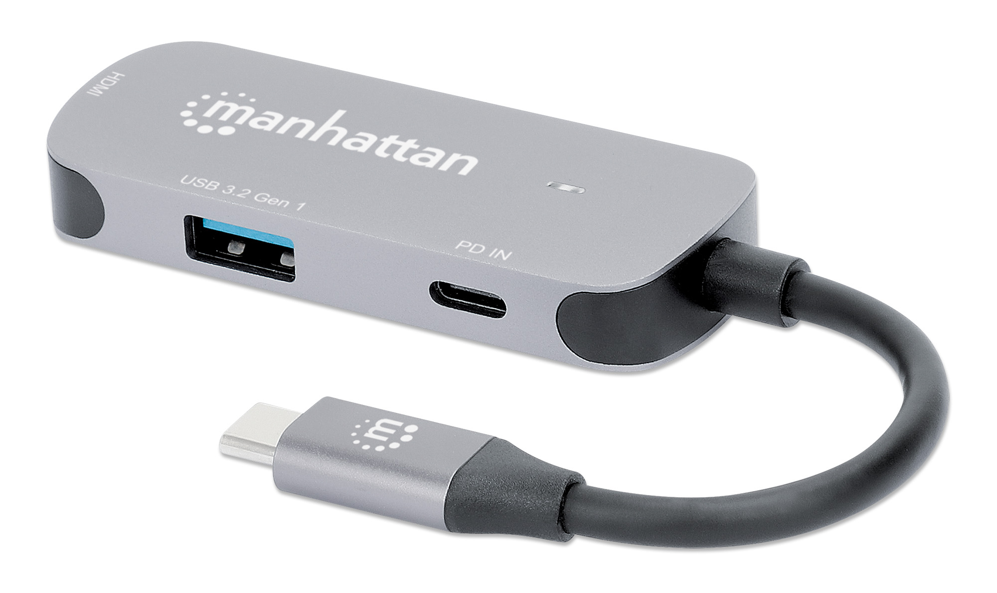 Manhattan 3-in-1 Dockingstation USB-C PD 4K HDMI Space-grau