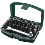 BRÜDER MANNESMANN Bit- und Steckschlüssel-Satz, 24-tlg. in Kunststoffkassette, Bits aus S2 Spezialstahl, Steck - 1 Stück (M29700)