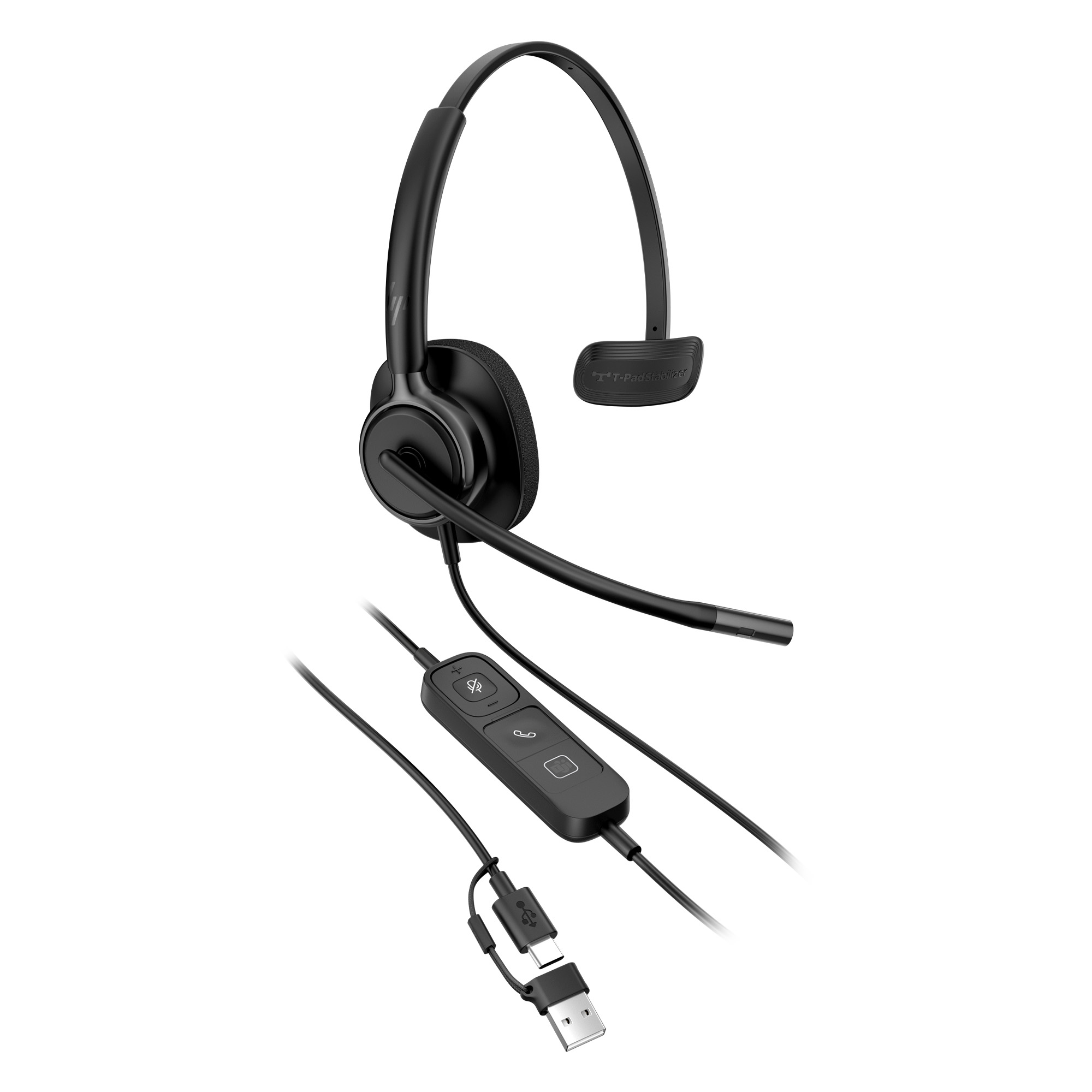 HP Poly Mission 415 On-Ear Mono Headset USB-A/USB-C ANC Schwarz