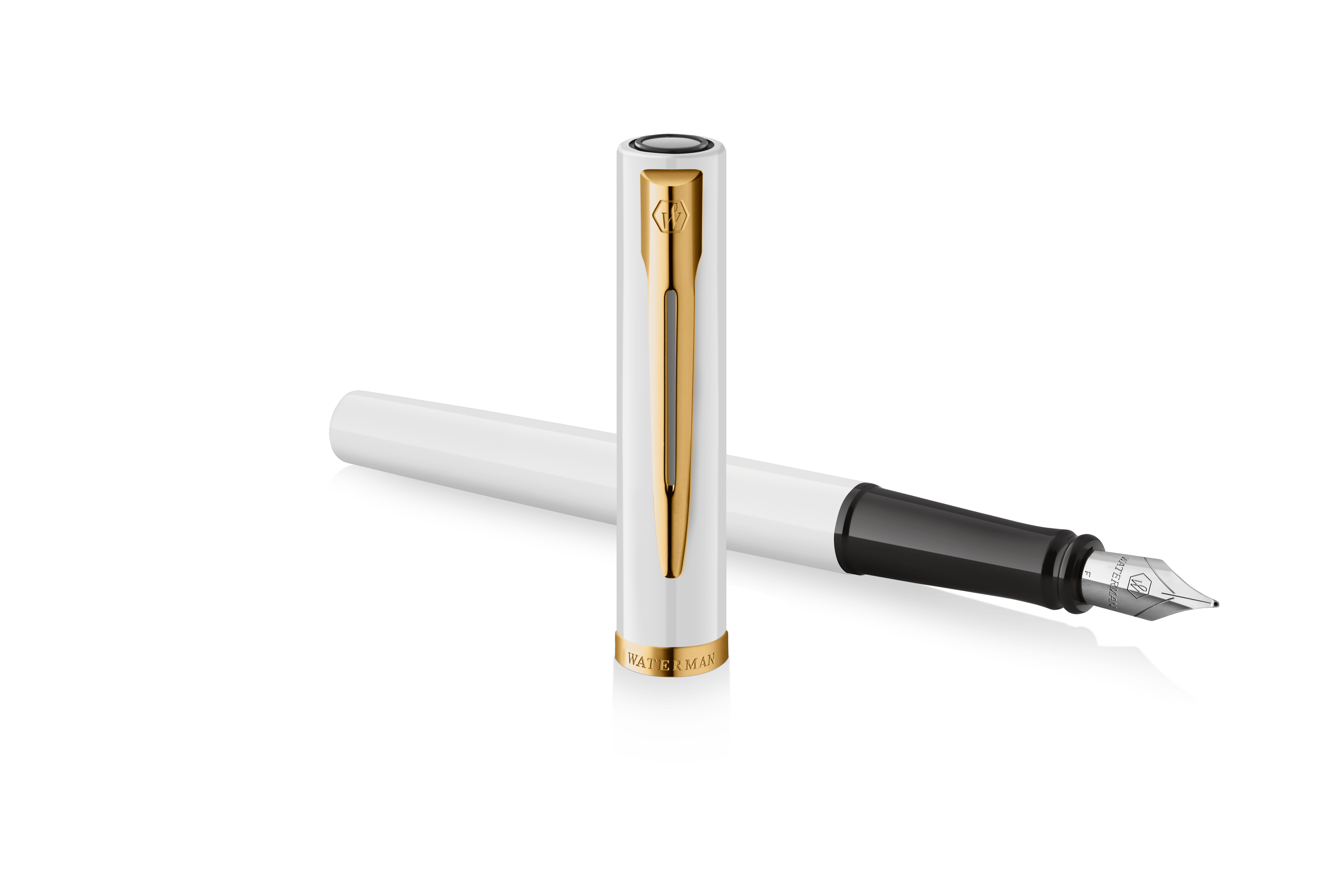 WATERMAN Allure Impression Füllfederhalter M Blau Edelstahl Geschenkbox Weiß/Gold