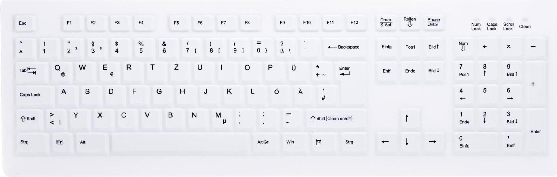 Active Key AK-C8100F-FUS Medizinische Tastatur Kabellos QWERTZ Deutsch Weiß